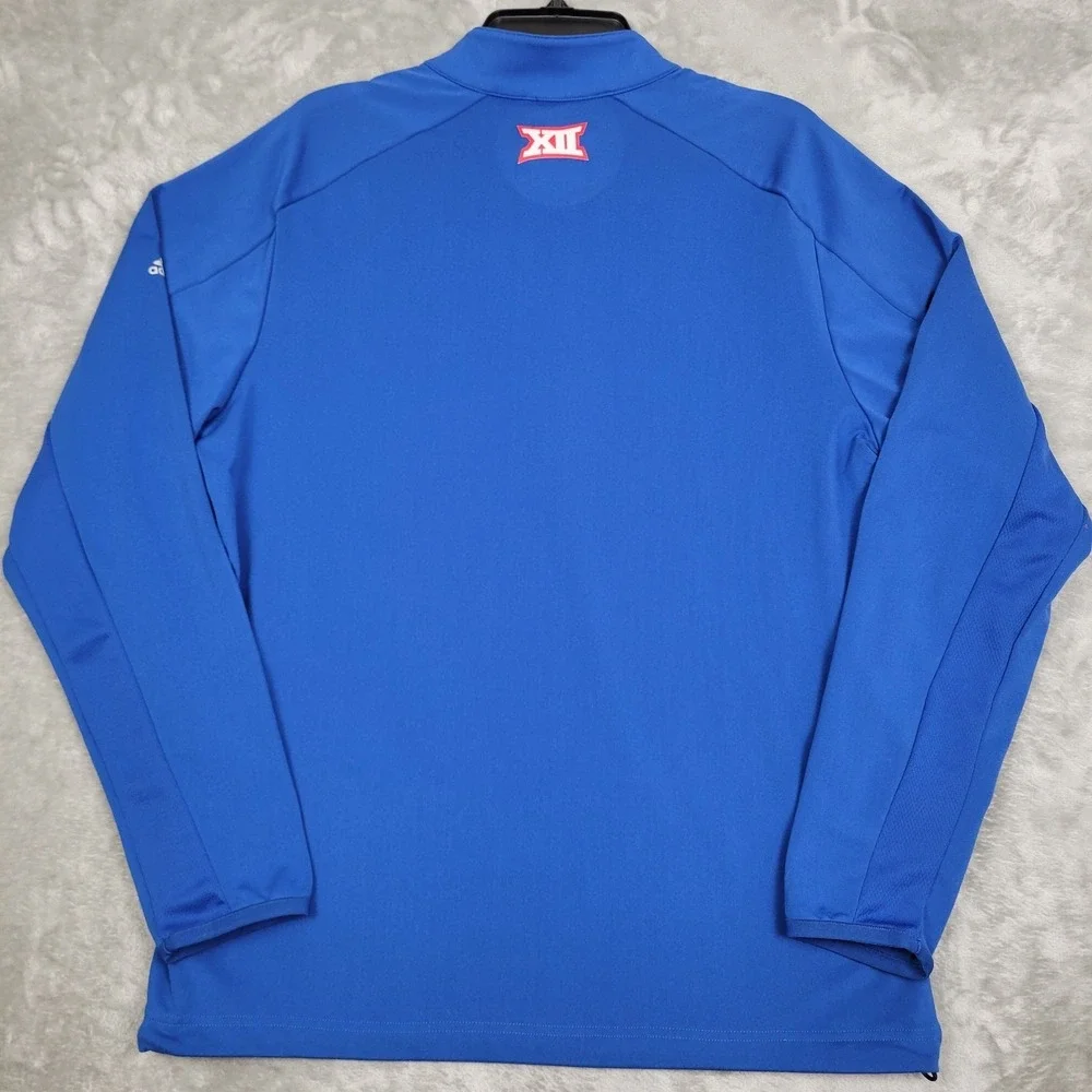 Kansas Jayhawks Adidas Golf Men's Medium 1/4 Zip Pullover Blue Performance Logo